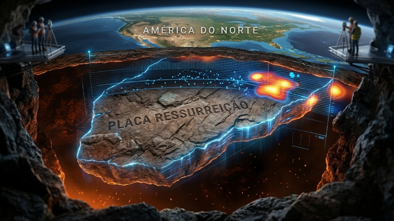 Placa tectônica considerada extinta reaparece sob a América do Norte, alterando a geologia.