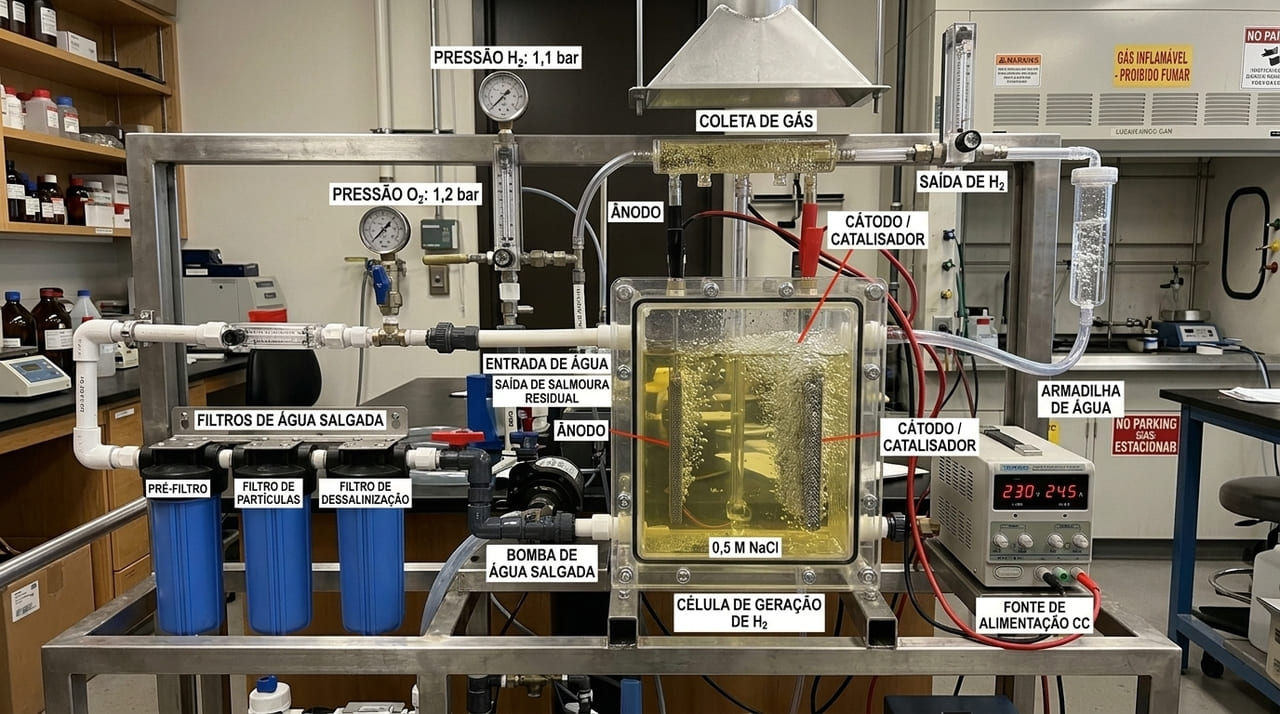 A nova tecnologia eletroquímica converte água do mar em combustível para revolucionar o transporte global e eliminar emissões.