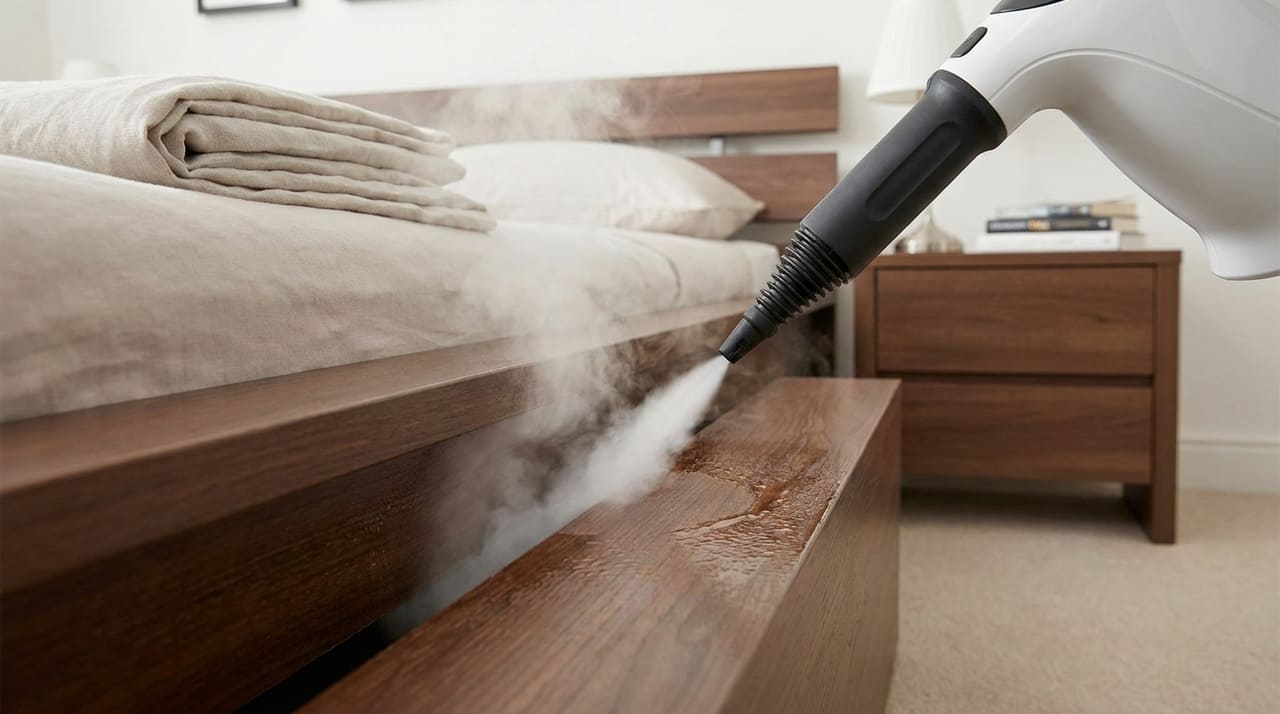 A umidade atua como uma barreira sensorial que força a fuga imediata dos percevejos de superfícies molhadas.