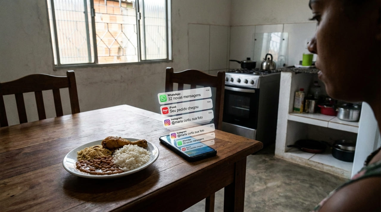 A necessidade de responder instantaneamente a notificações cria um estado de alerta constante que fragmenta a atenção e prejudica o foco.