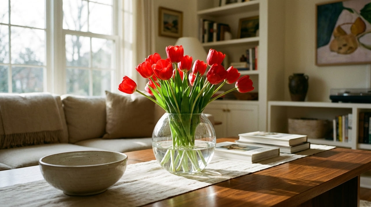 O uso de hipoclorito de sódio na água impede a proliferação de bactérias e prolonga a vivacidade das tulipas no vaso.