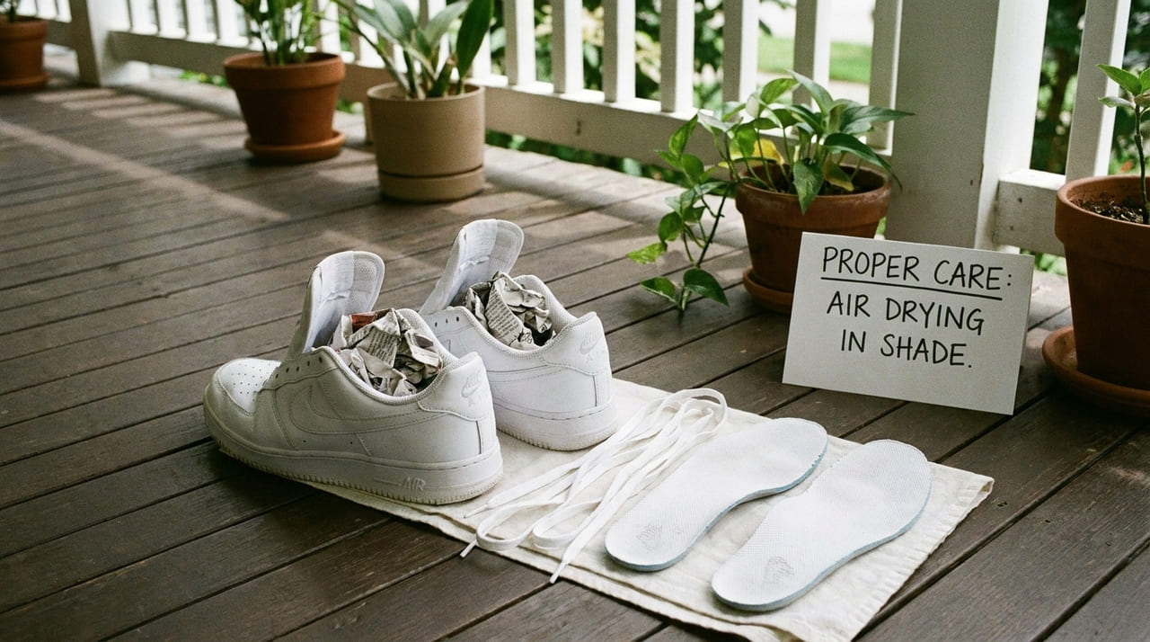 A exposição direta ao sol degrada os materiais técnicos e compromete o sistema de amortecimento do calçado.