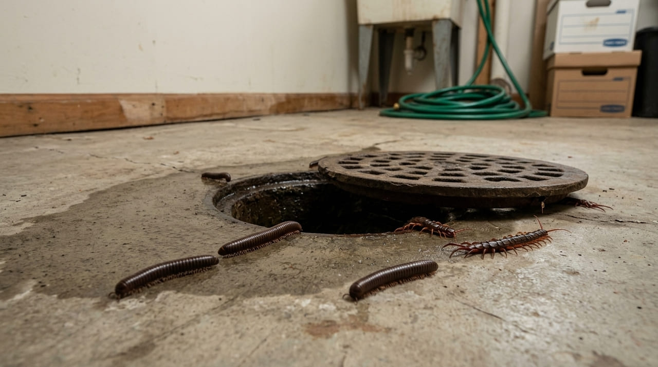 O acúmulo de umidade e matéria orgânica atrai piolhos de cobra e centopeias para o interior das residências.