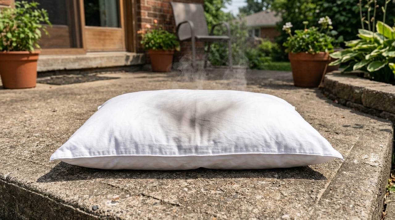 O calor solar transforma o enchimento em uma estufa que favorece a reprodução de ácaros e bactérias.