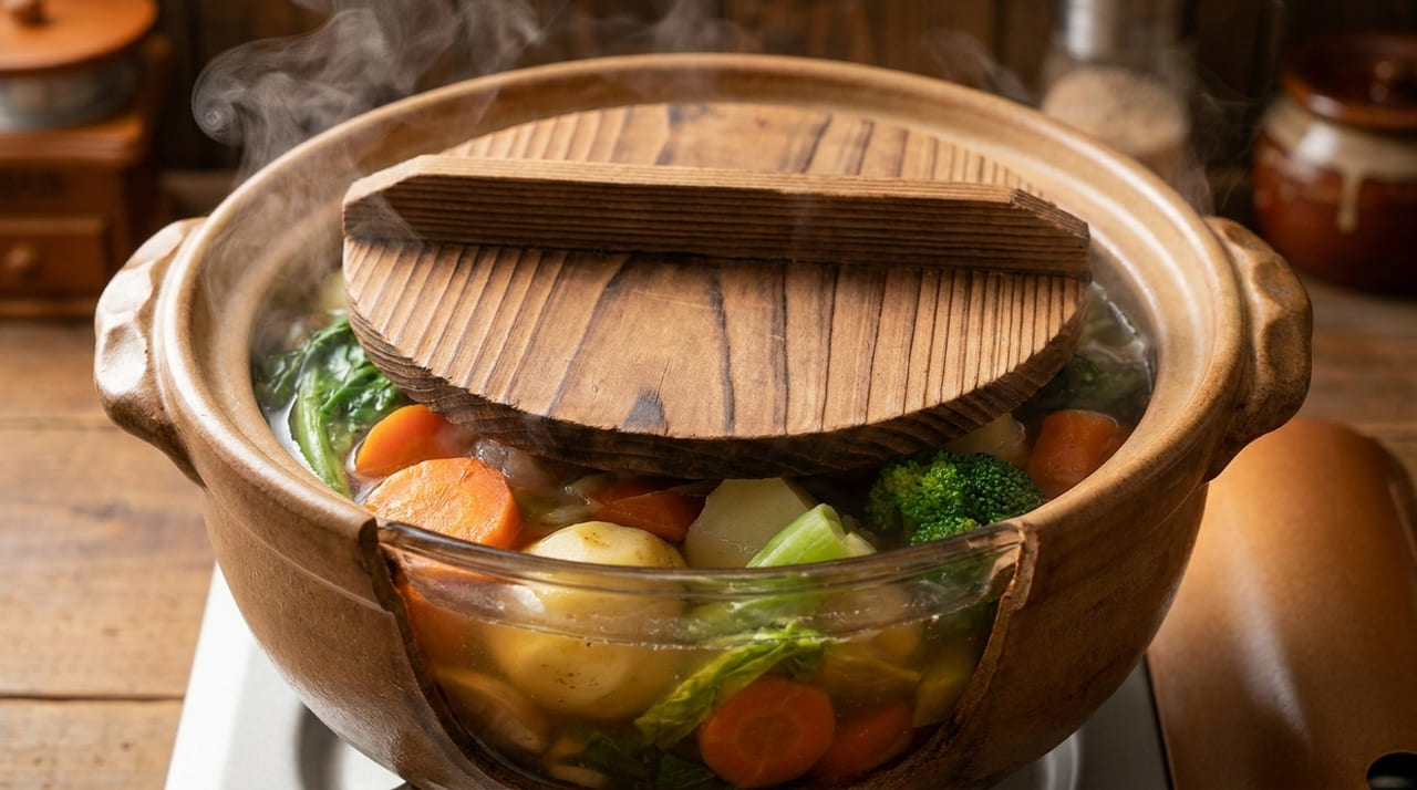 A madeira atua como um isolante térmico natural que preserva os nutrientes dos vegetais e evita respingos de gordura.