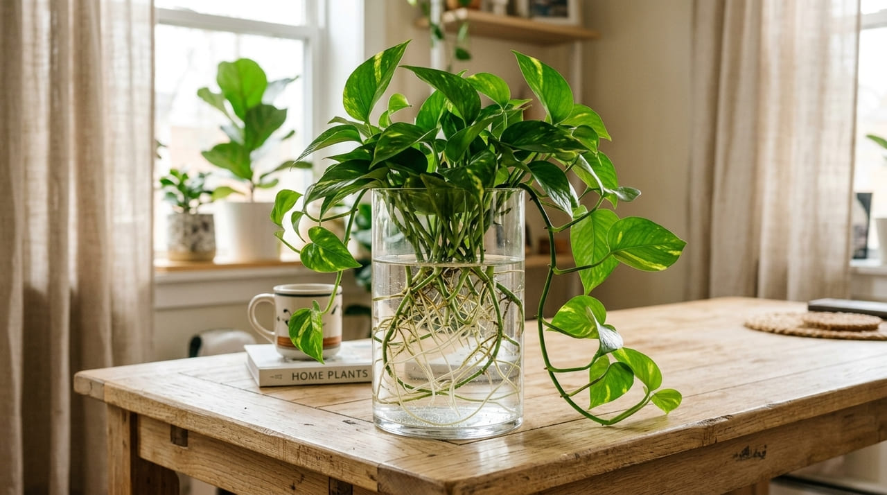 Manter a espécie em recipientes com água facilita a manutenção e cria um elemento decorativo único.