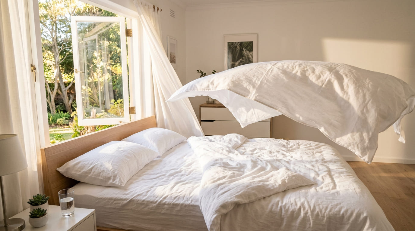 A adoção de técnicas de ventilação nórdica ajuda a dissipar a umidade corporal acumulada nos tecidos durante a noite. Esse choque térmico natural impede a proliferação de agentes microscópicos e garante um despertar livre de alergias.