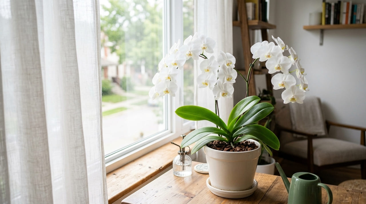 A claridade indireta e o equilíbrio térmico são essenciais para garantir uma floração vigorosa e duradoura em apartamentos.