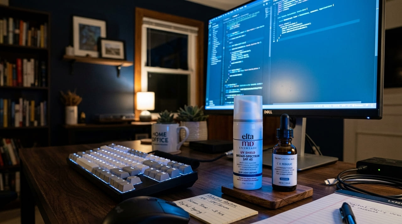 A proteção contra a luz de dispositivos digitais é essencial para evitar o melasma e manter o tom do rosto uniforme.