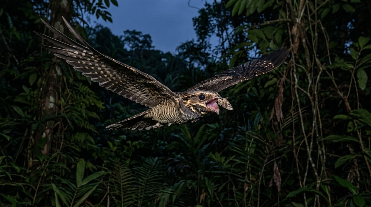 O raro registro do Lyncornis macrotis na Tailândia confirma a eficácia dos esforços de preservação ambiental nas florestas tropicais.