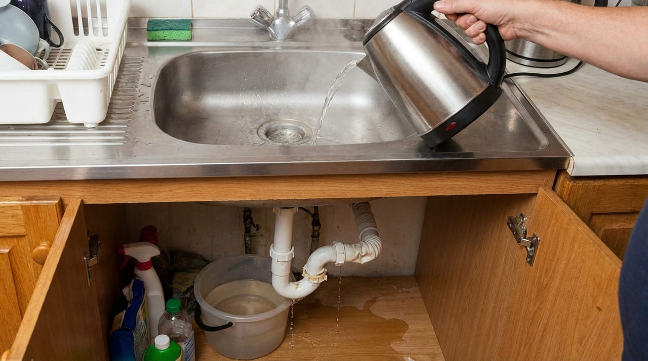 O contato direto com líquidos em ebulição inicia um processo de degradação estrutural irreversível nas tubulações de esgoto residenciais.