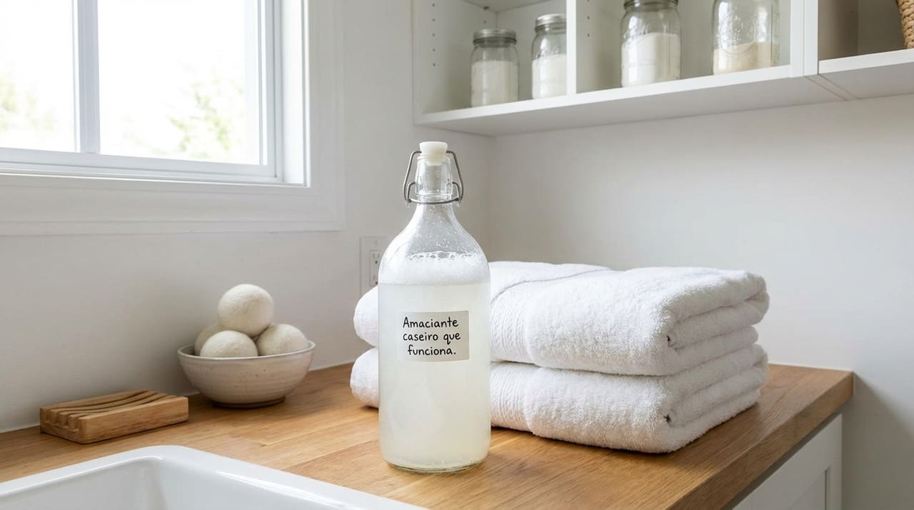 O uso de vinagre e bicarbonato no enxágue elimina odores e devolve a maciez original às roupas de forma sustentável.