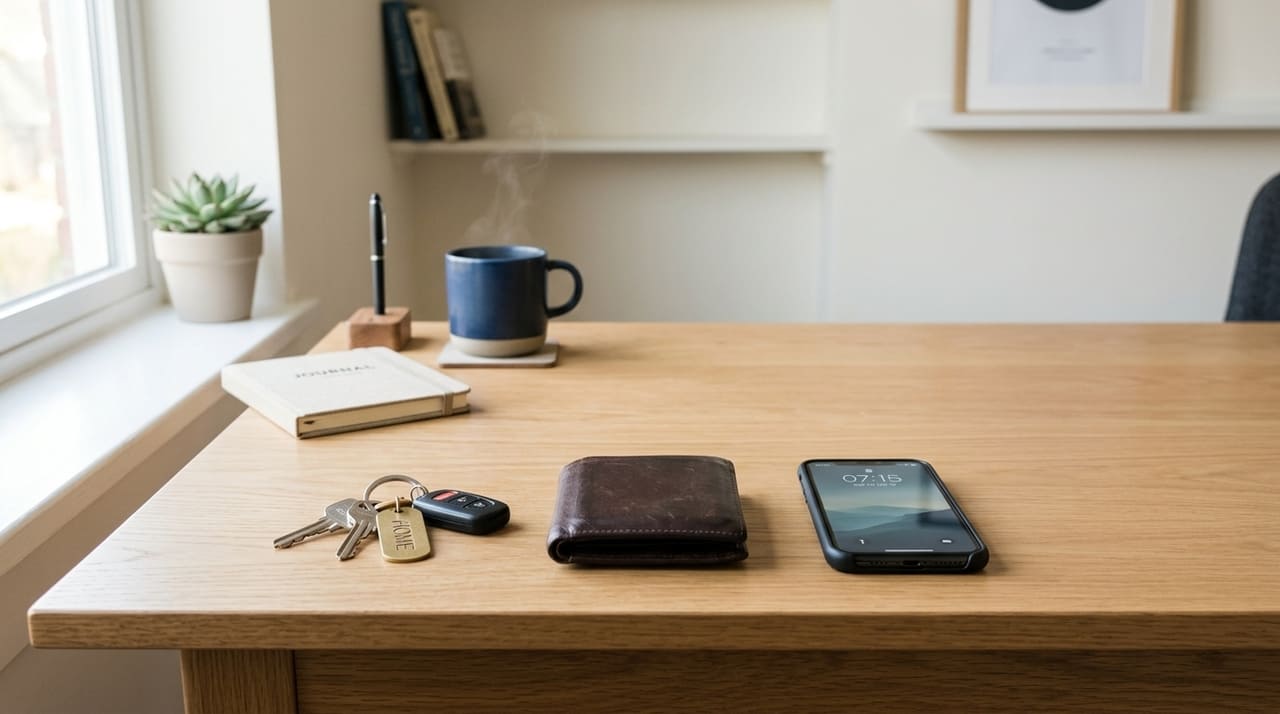 A disciplina de manter as chaves no lugar certo reduz a fadiga de decisão e amplia a autoconfiança diária.