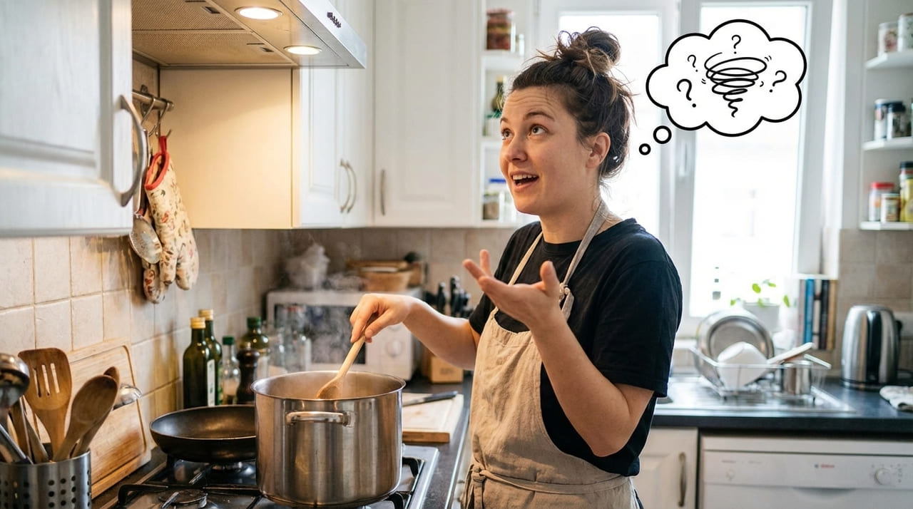 Externalizar o pensamento durante a organização da casa ajuda a reduzir a sobrecarga mental e a focar em planos de ação concretos. 