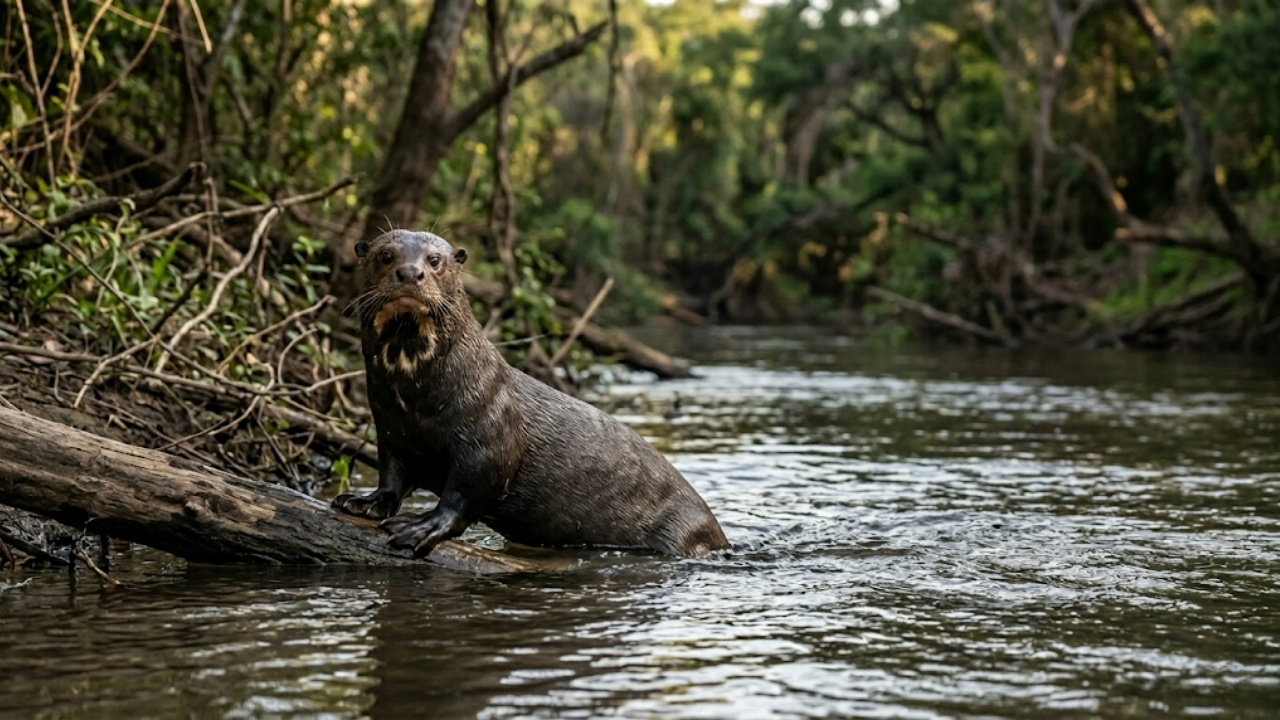 Entenda o impacto histórico da reintrodução da lontra gigante no bioma argentino.