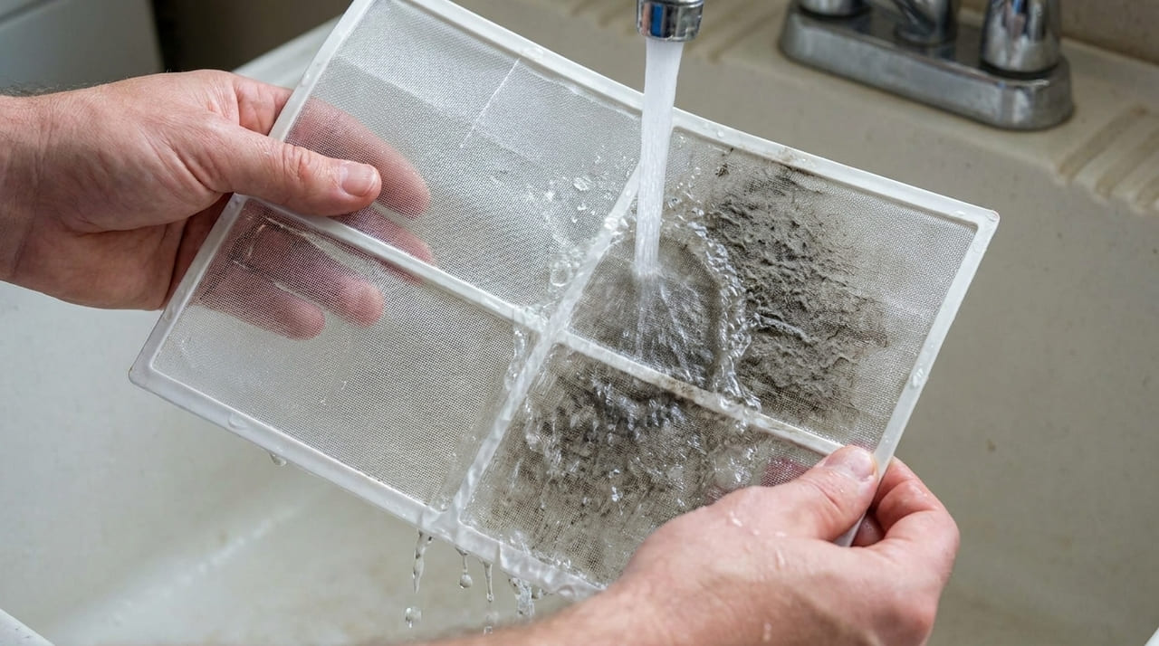 A higiene rigorosa dos filtros e componentes internos evita o gotejamento e garante a eficiência térmica do aparelho.