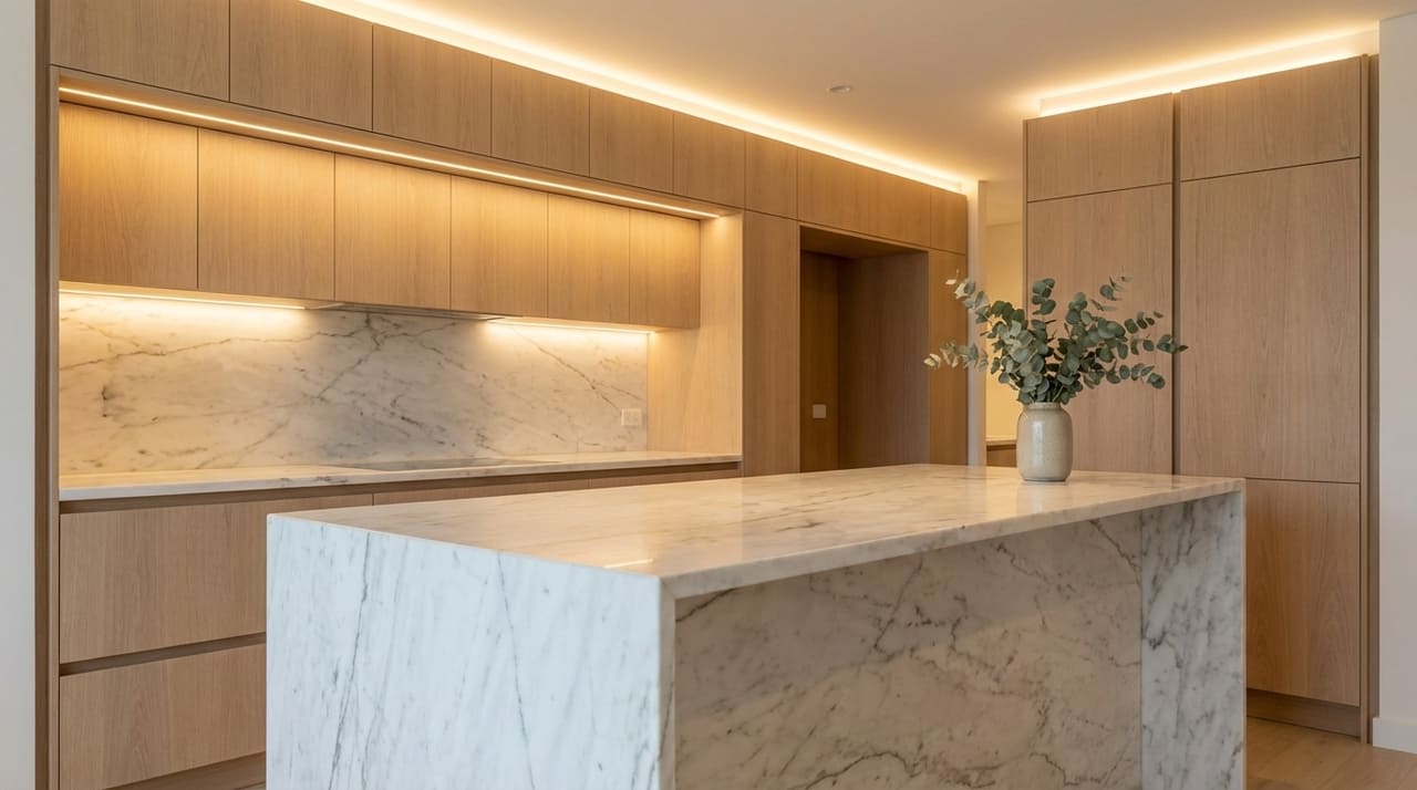 Nas casas mais elegantes a bancada não tem eletrodomésticos espalhados em cima dela, usam essa opção mais chique e moderna