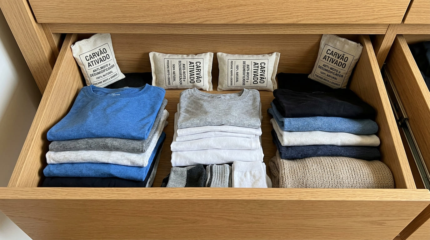 O uso de agentes absorventes e a circulação de ar impedem o surgimento de odores indesejados. Uma rotina de manutenção constante garante armários impecáveis e roupas protegidas.