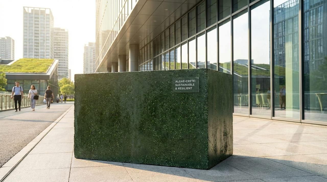O uso de microalgas na fabricação de cimento permite a criação de estruturas que sequestram carbono enquanto oferecem resistência mecânica superior ao material tradicional.