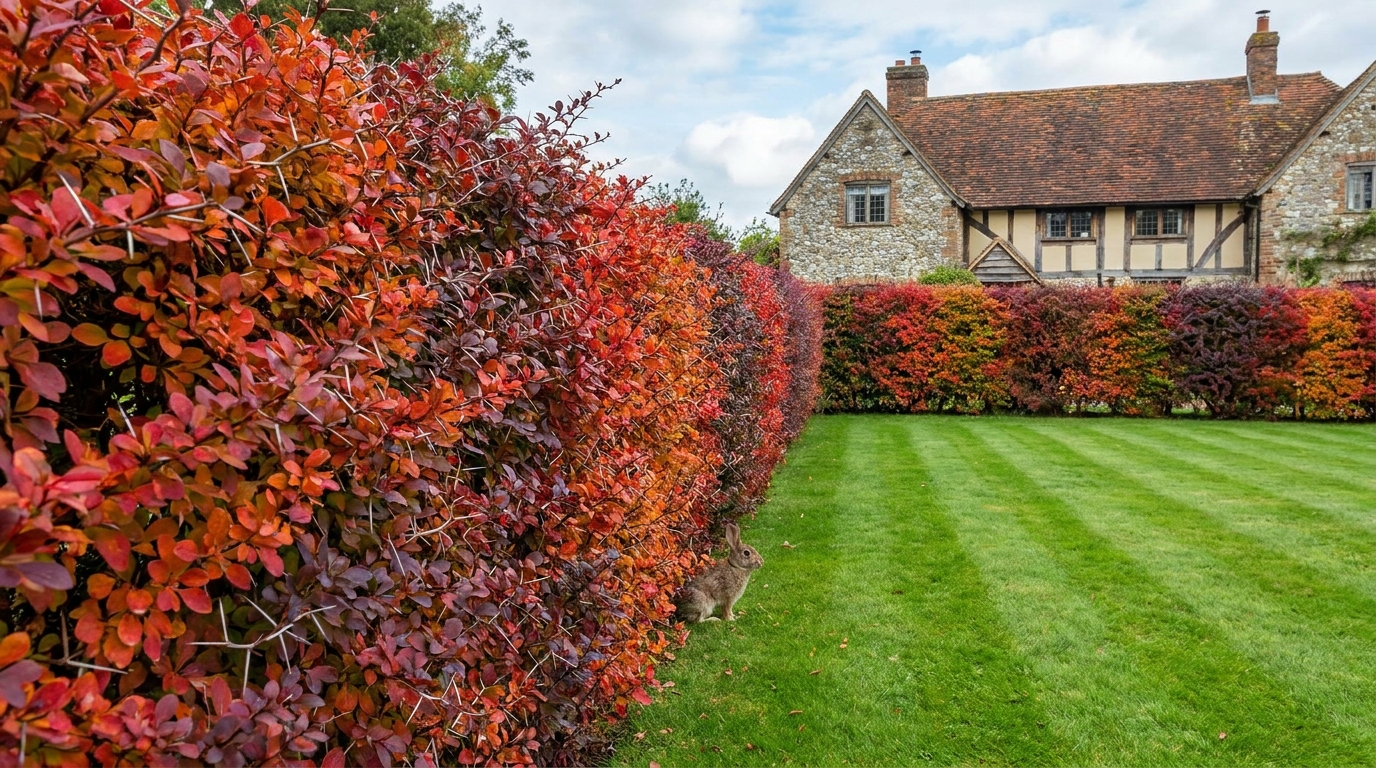 O uso estratégico de vegetação com espinhos cria uma proteção robusta que preserva a higiene e a integridade da área residencial.