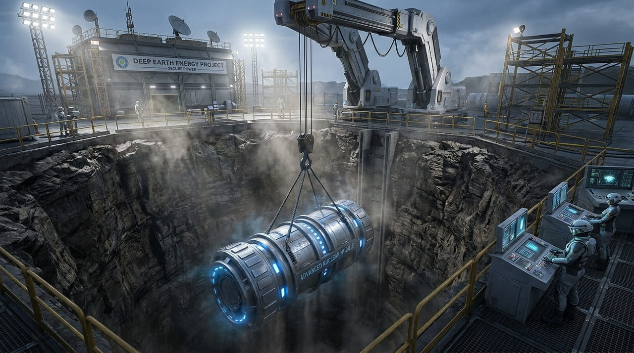 A startup Deep Fission projeta instalar reatores modulares a 1.800 metros de profundidade para garantir segurança e eficiência energética.