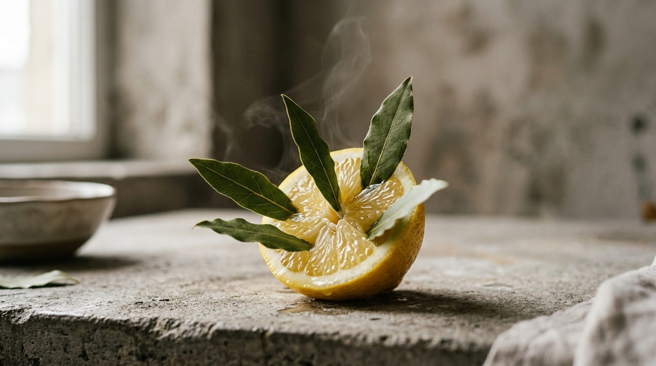 O aroma cítrico com louro auxilia na desobstrução das vias aéreas e atua como um repelente caseiro contra insetos.