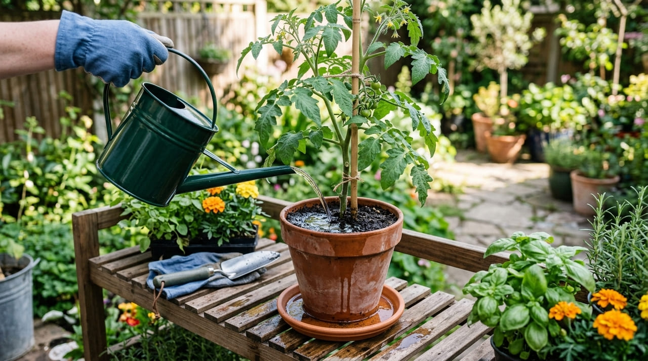 Manter a estabilidade hídrica protege o tomateiro contra pragas e assegura o desenvolvimento saudável dos frutos.