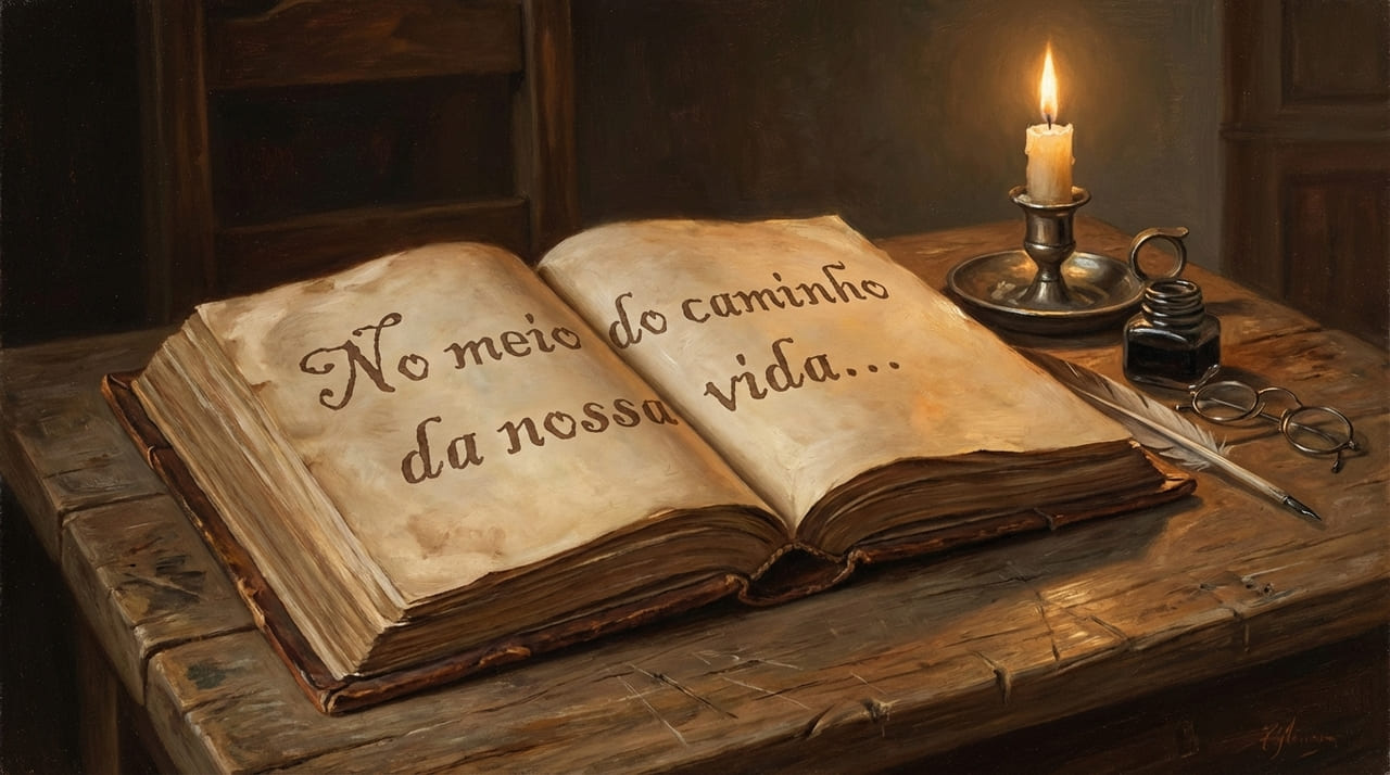 Estar no meio do caminho simboliza o despertar da consciência diante das incertezas e a necessidade de guiar a alma para fora da escuridão.