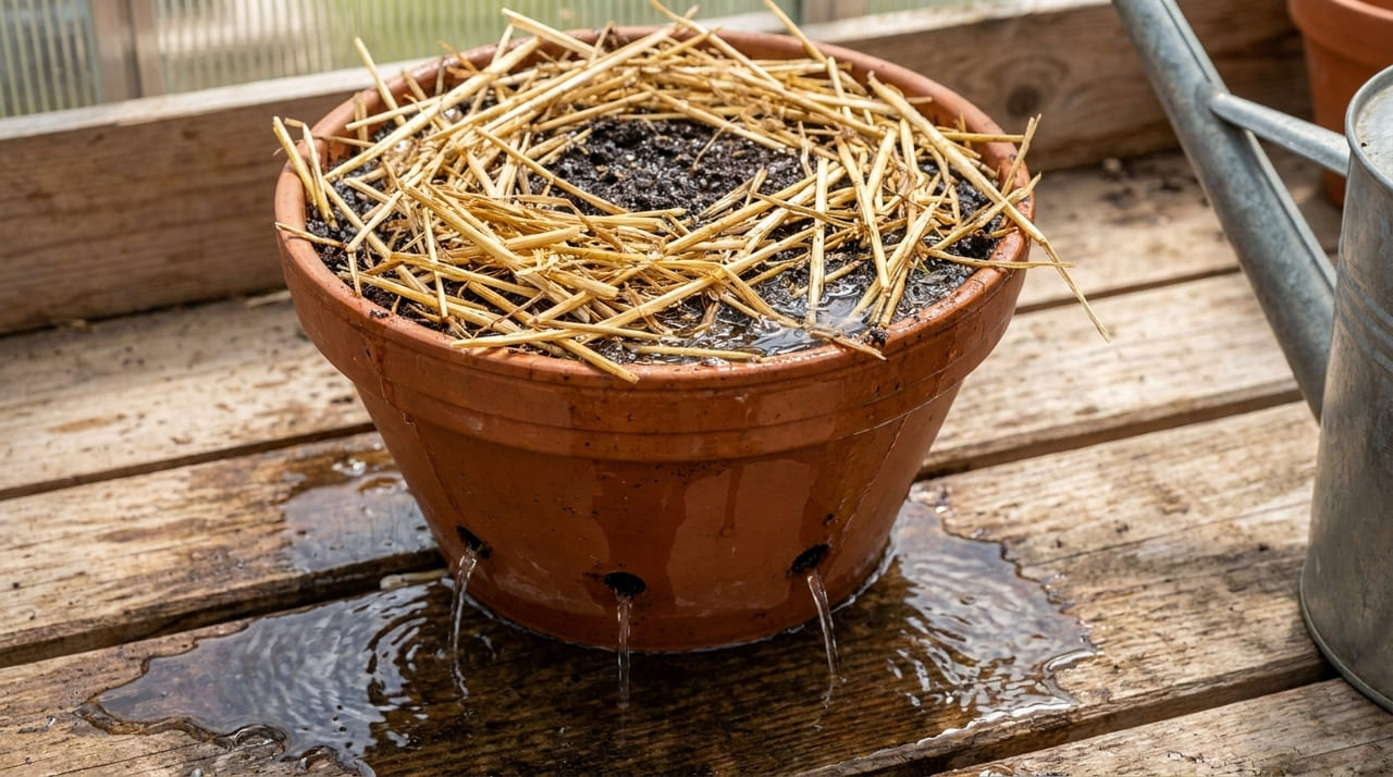 A rega profunda e lenta é essencial durante o calor para garantir que a água alcance todas as camadas do solo e sustente a frutificação.