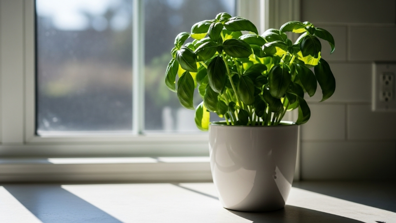 Colha manjericão saboroso o ano todo com técnicas de poda e manejo essenciais para apartamentos.