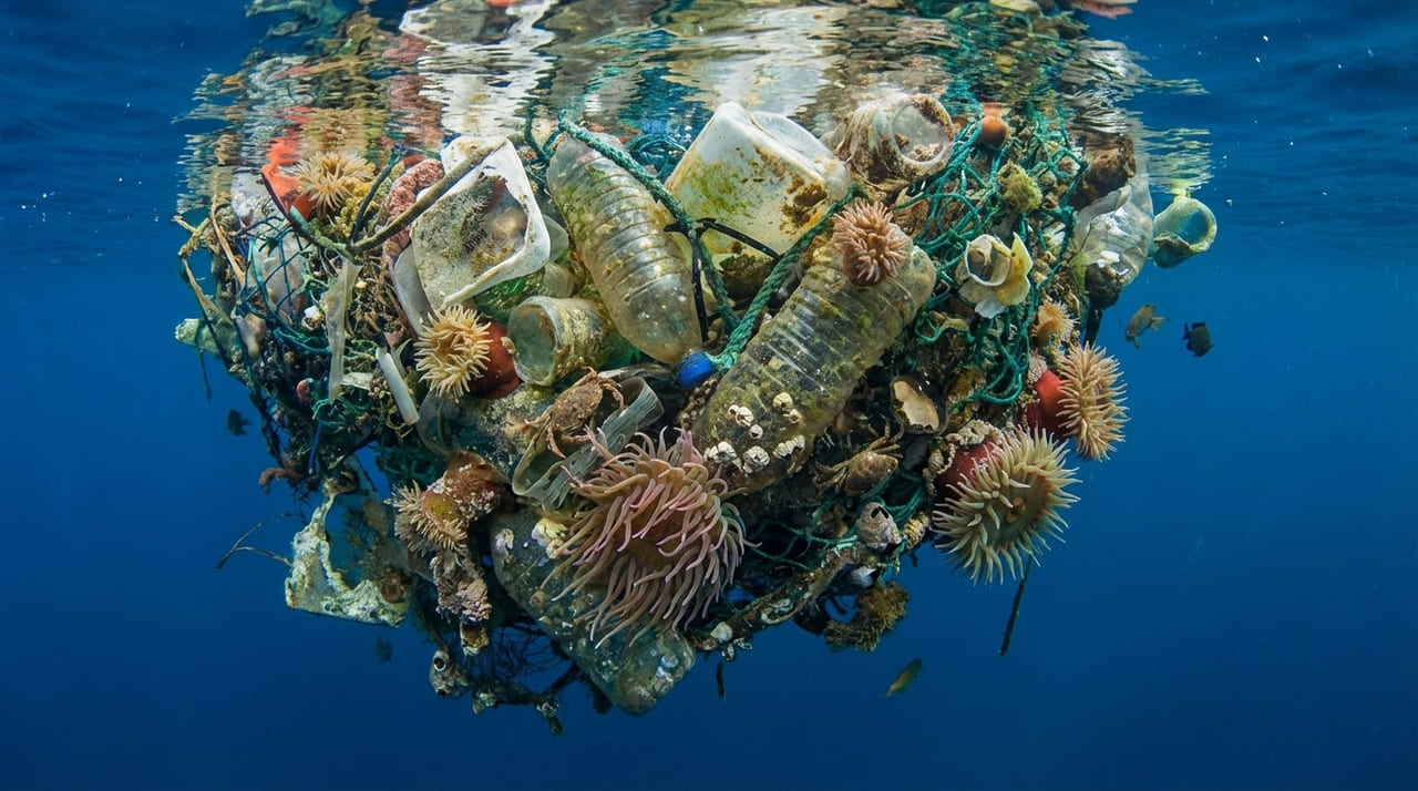 Resíduos plásticos formam plataformas estáveis que permitem a sobrevivência de espécies costeiras em águas oceânicas profundas.