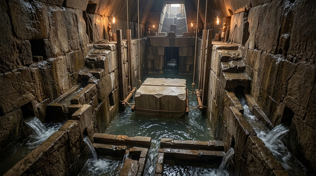 A utilização de elevadores hidráulicos e canais de filtragem redefine a compreensão sobre como grandes monumentos foram erguidos na antiguidade.