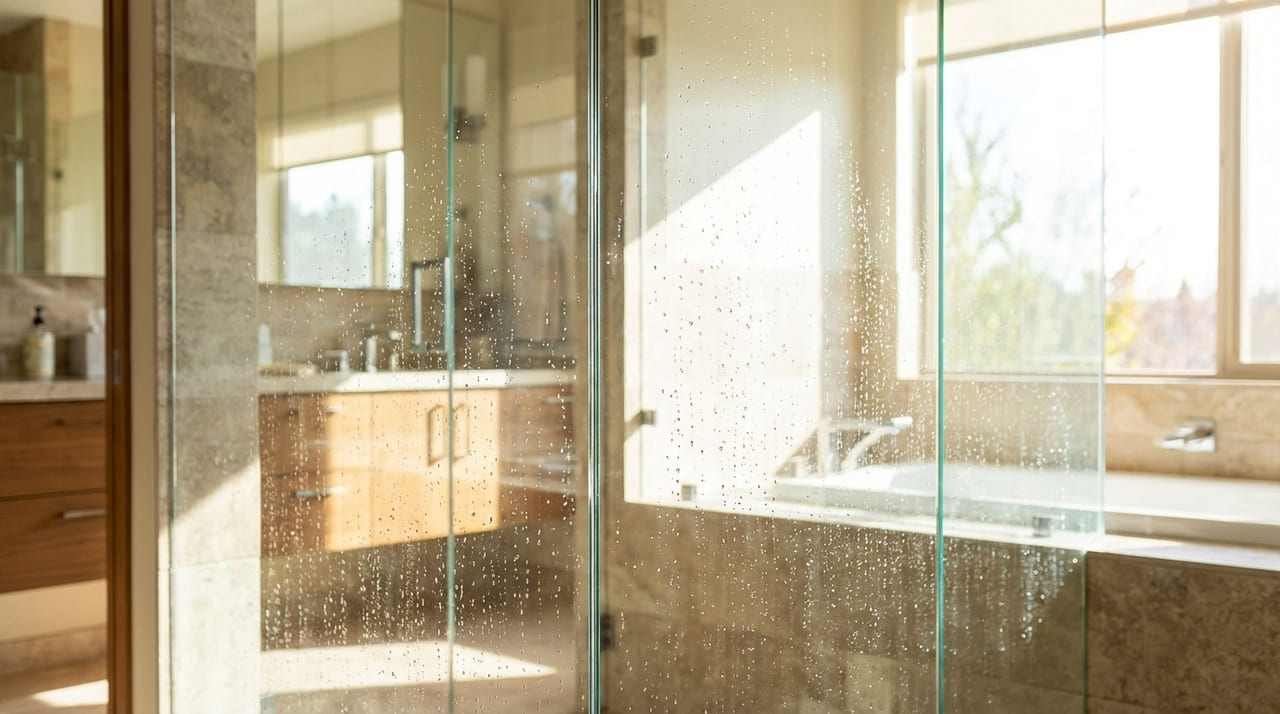 A selagem dos poros do vidro com uma camada hidrofóbica impede a calcificação e garante uma transparência cristalina duradoura.