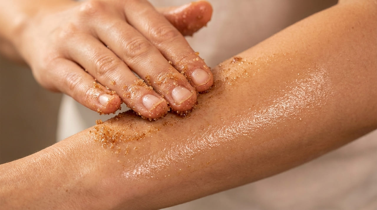 A esfoliação natural remove células mortas e devolve o brilho orgânico ao corpo de forma simples e econômica.