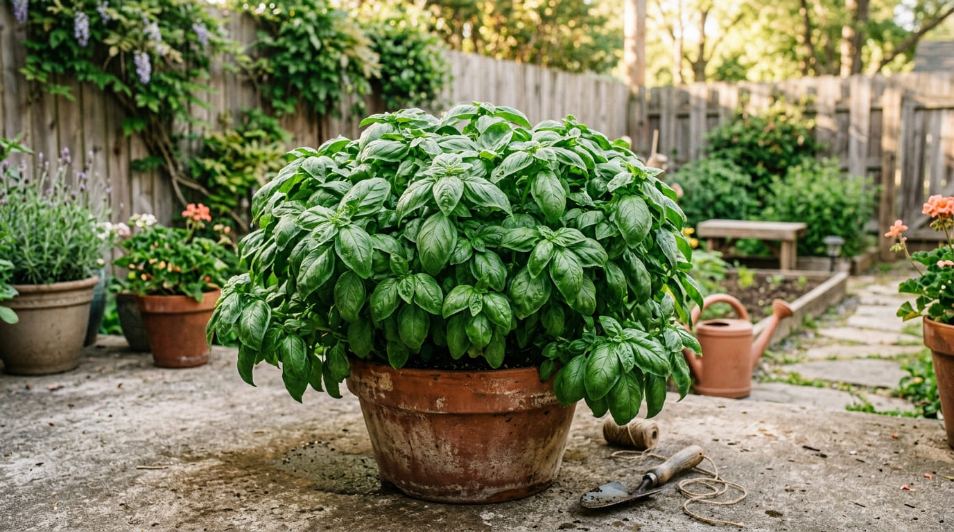 O segredo do manjericão exuberante está na poda apical e na estimulação da ramificação lateral. Essas técnicas ancestrais impedem o crescimento vertical desordenado, garantindo um arbusto cheio de folhas jovens e colheitas abundantes.