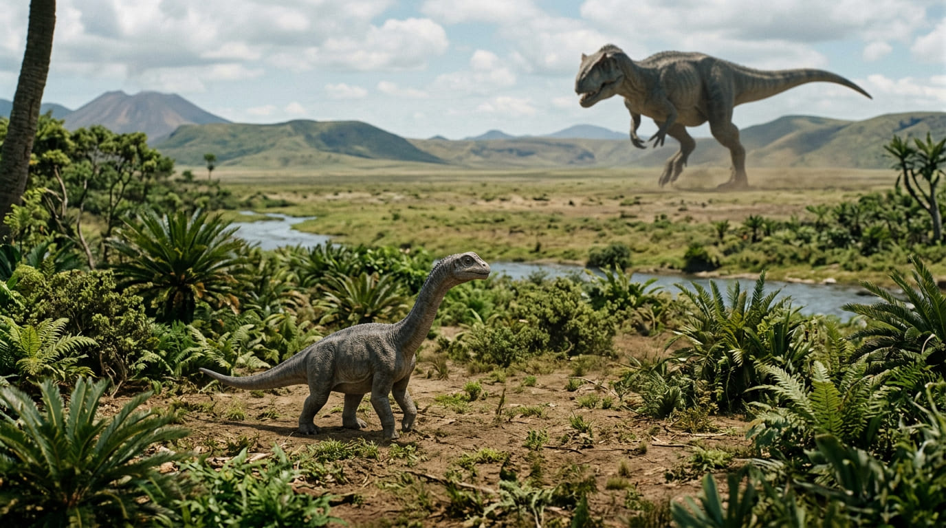 Novas evidências revelam que os filhotes de dinossauros gigantes eram alvos vulneráveis de carnívoros vorazes, servindo como uma base energética vital que equilibrava o ecossistema e controlava a população de herbívoros nas planícies ancestrais.