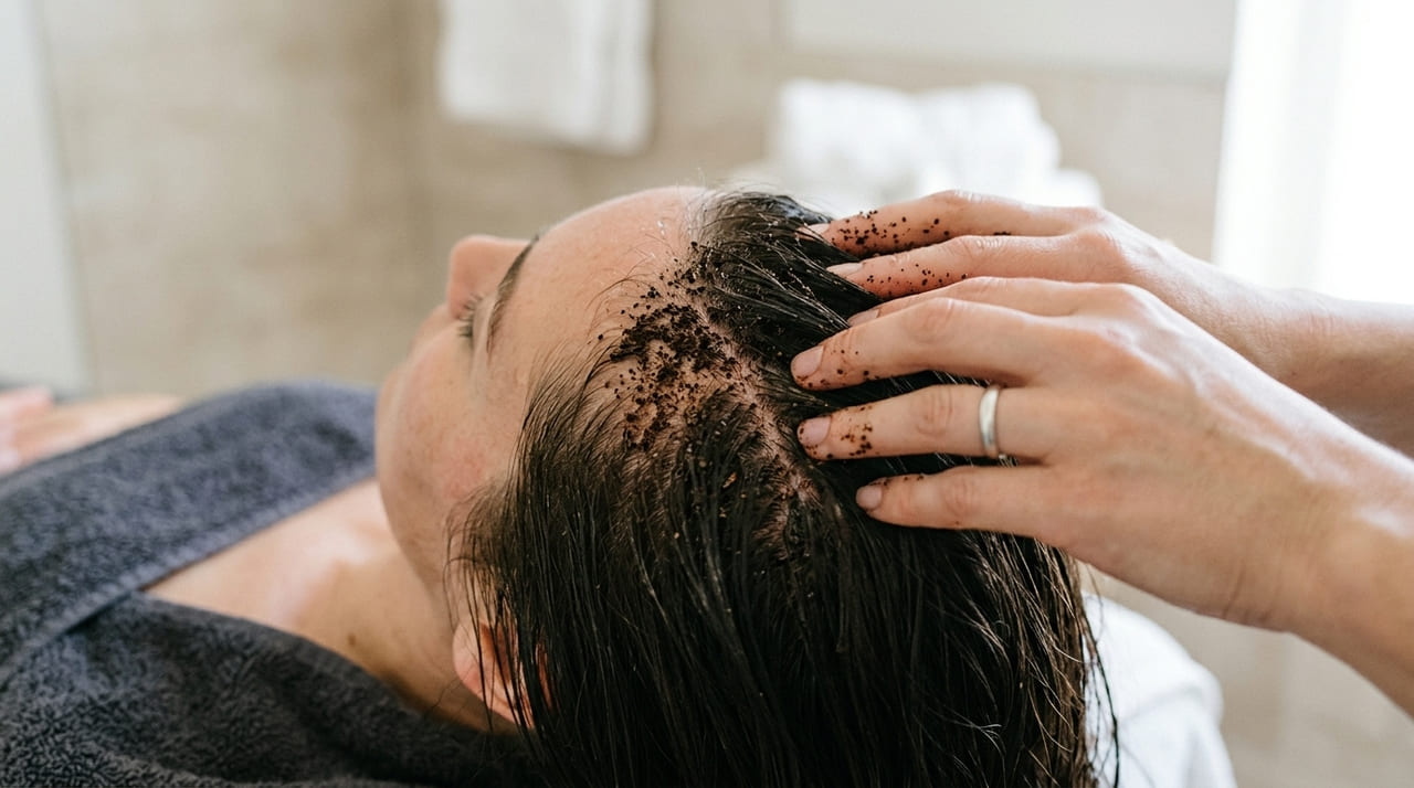 O uso de um tônico enriquecido com cafeína ajuda a fortalecer a ancoragem do cabelo e a bloquear hormônios que encurtam o ciclo dos fios.