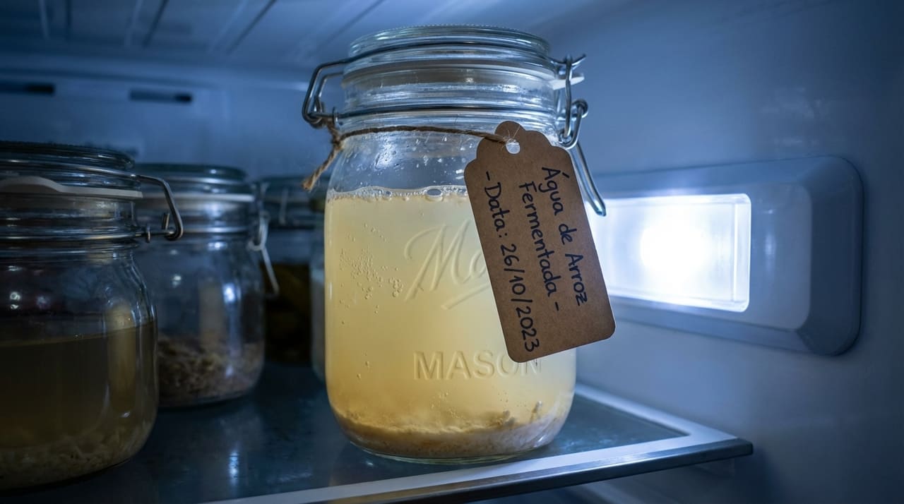 O uso da água de arroz fermentada ajuda a uniformizar o tom da pele e combater sinais de cansaço.