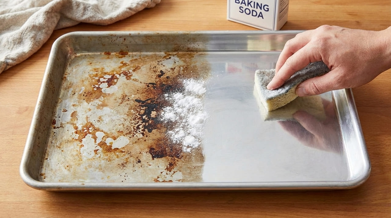 O uso de agentes abrasivos suaves e o polimento circular eliminam manchas térmicas e garantem uma estética sofisticada na cozinha.