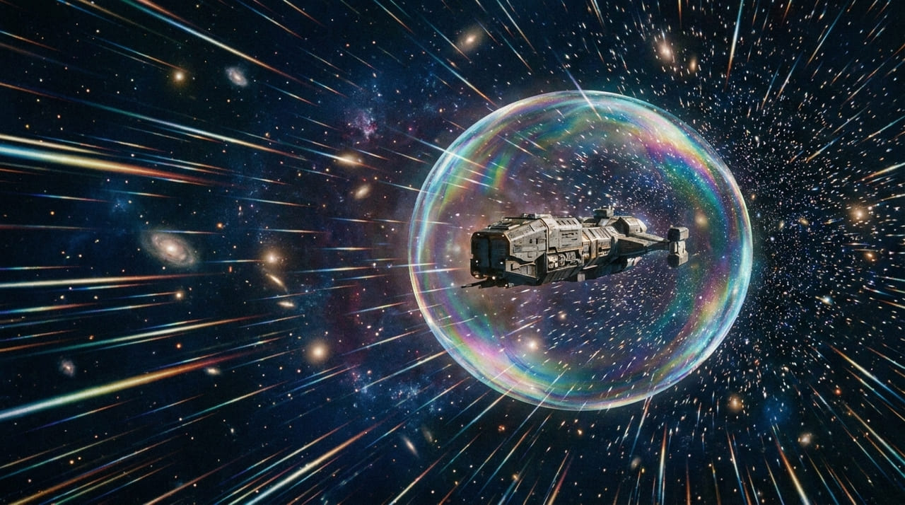 Embora a teoria da dobra avance, barreiras tecnológicas em energia e materiais indicam que testes reais de motores de dobra podem levar até um milênio.