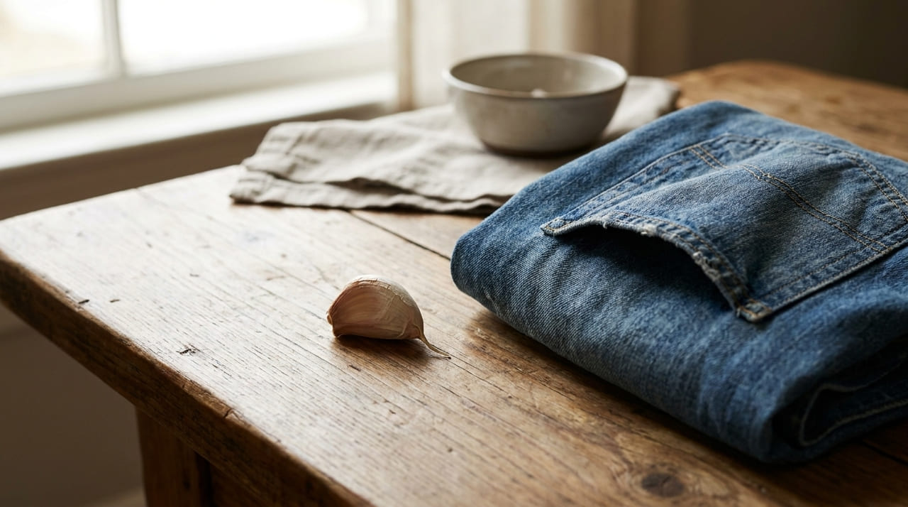 Manter um dente de alho junto ao corpo funciona como um filtro potente para absorver vibrações pesadas em ambientes densos.