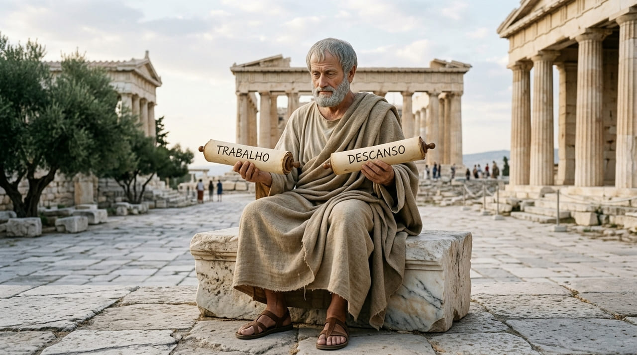 A prática do meio termo aristotélico transforma a exaustão em uma rotina produtiva e sustentável.