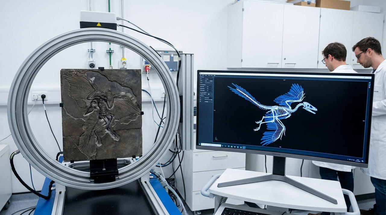 O uso de tomografia de alta resolução e luz ultravioleta revela detalhes anatômicos invisíveis que conectam dinossauros às aves modernas.