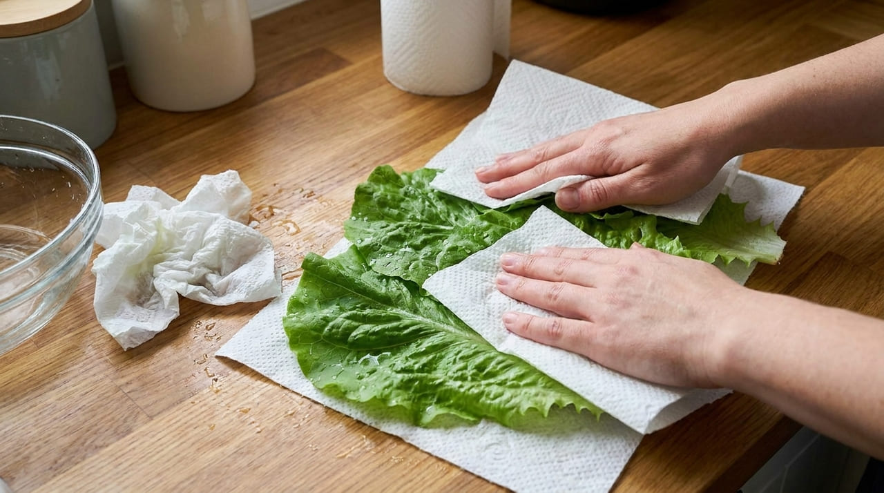 A secagem minuciosa combinada ao uso de papel toalha impede o apodrecimento precoce causado pela umidade residual.