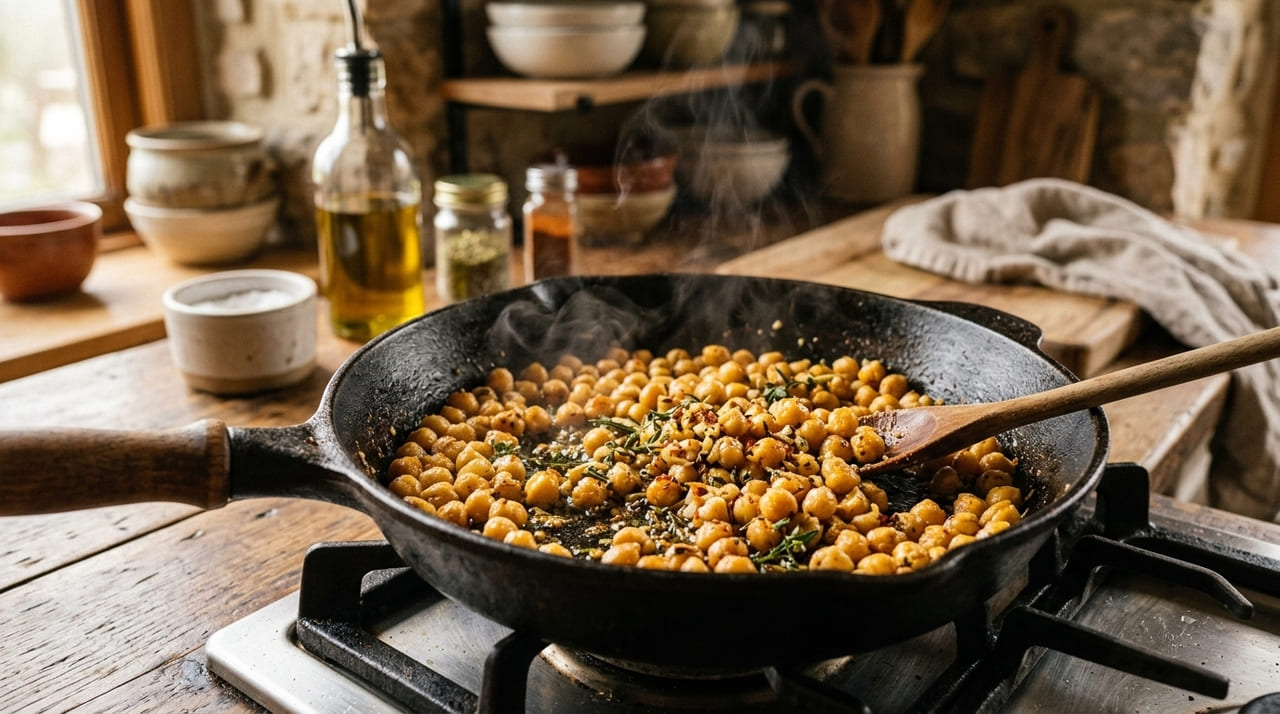 A hidratação correta por doze horas garante uma textura macia e o cozimento equilibrado de cada grão.