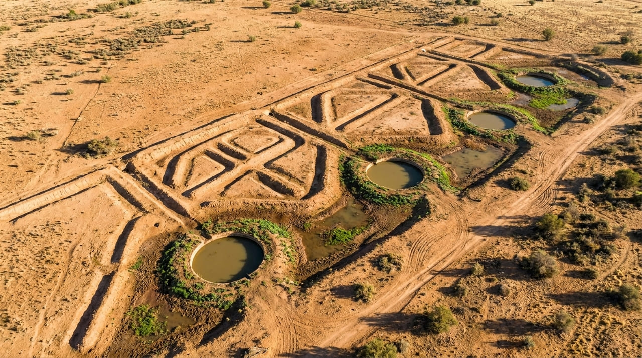 Soluções baseadas em geometria aplicada superam limitações biológicas para conter dunas em climas de calor extremo.
