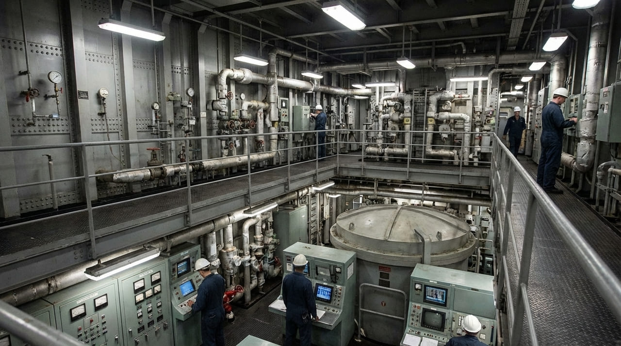 A tecnologia de reatores nucleares permite que a embarcação opere por décadas com independência energética e capacidade de deslocamento ilimitada.