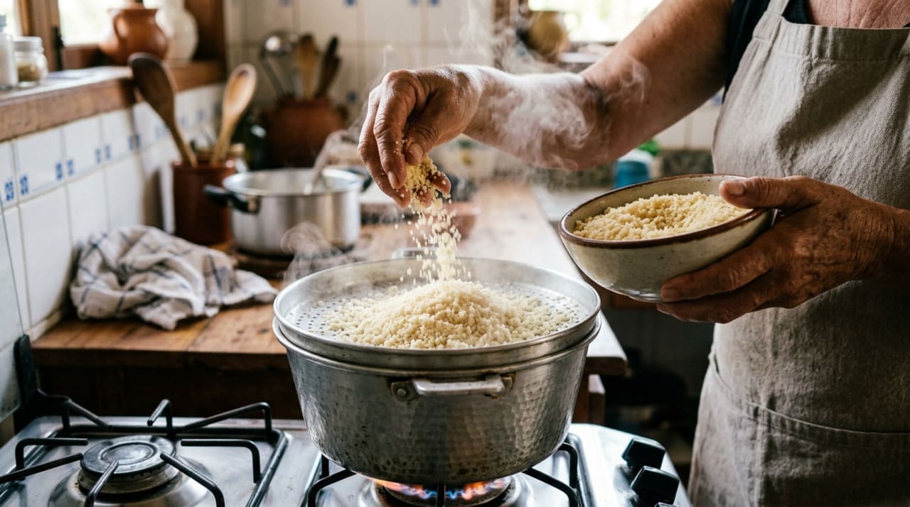 A sêmola é composta principalmente de amido e proteínas de trigo