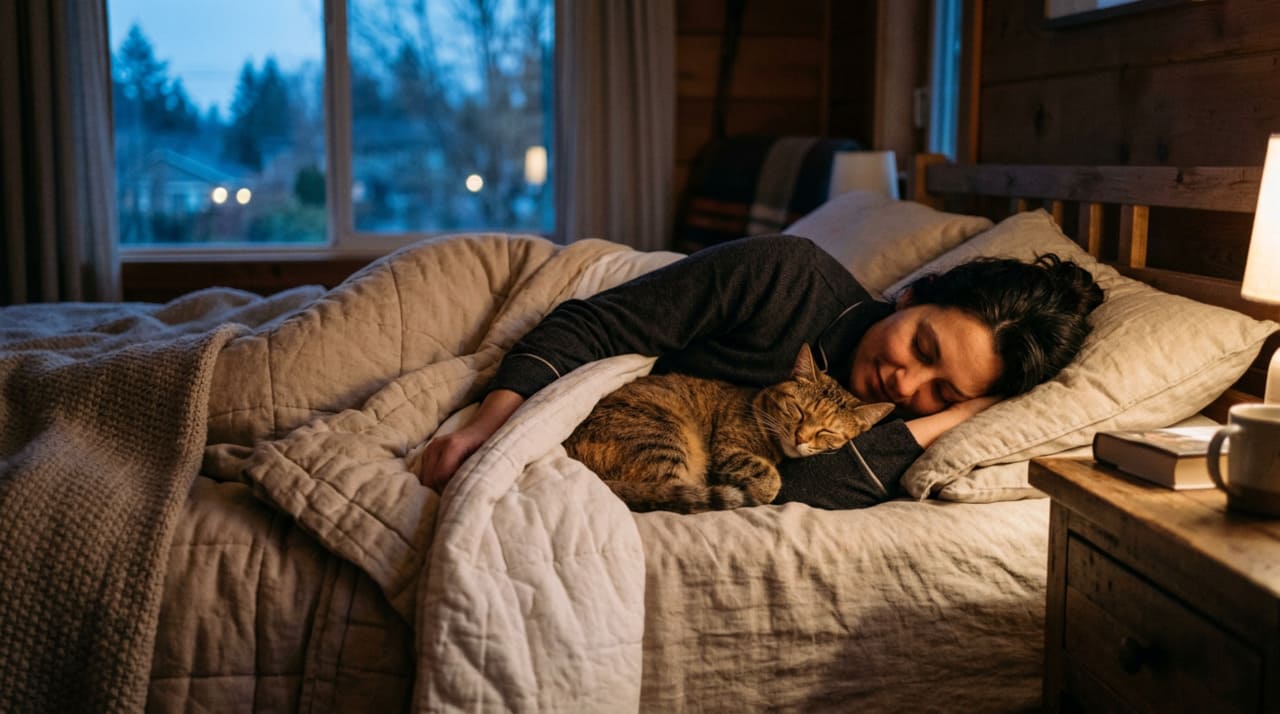 O período de sono é um dos momentos em que o gato fica mais vulnerável, por isso a decisão de se aproximar de alguém na cama costuma estar associada à sensação de segurança.