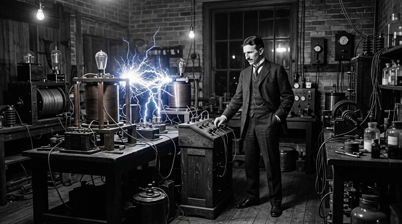 Nikola Tesla nasceu em 1856 na Sérvia e chegou aos Estados Unidos em 1884 com pouco dinheiro